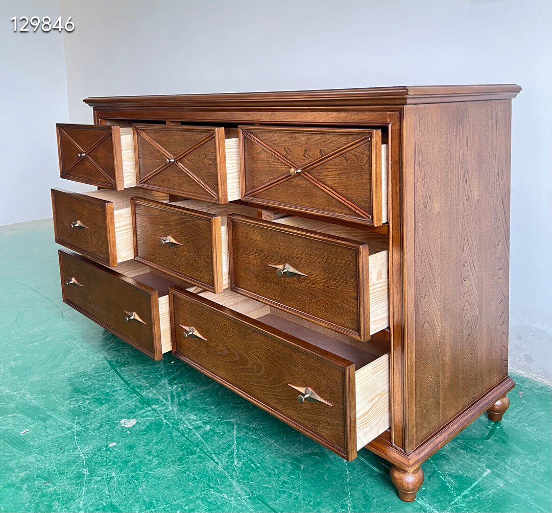 奥斯卡八斗柜(可改色)大斗柜多抽柜化妆台鹅掌楸+环保板+榆木皮