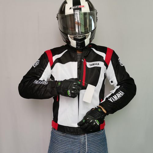 新款四季通用摩托车骑行服男女机赛车夹克骑士防水防摔衣雅马白色 - 封面