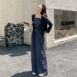现货格纹吊带+阔腿裤+针织开衫三件套现货163-2520-P165控238，女装套装/套裙，拾菱