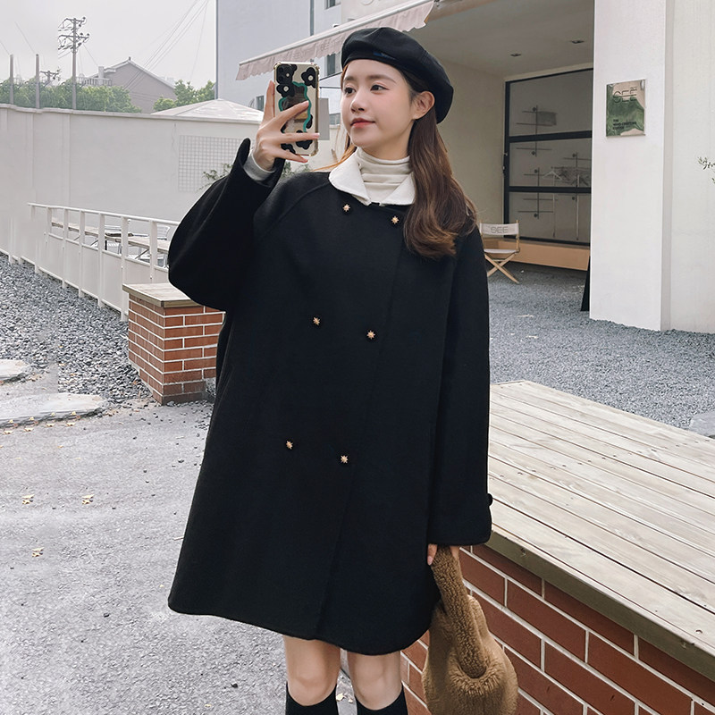 【新款】双面70%羊绒大衣撞色领163-9615-P290-控398,女装毛呢外套,拾菱