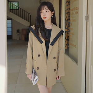 设计感小众海军领短款卡其色风衣外套女2025春秋新款休闲百搭上衣图片