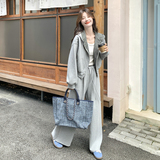 新款格纹拼接卫衣套装163-2539-P185控278，女装套装/套裙，拾菱
