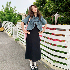 【新款出货中】牛仔外套+黑色连衣裙  163-T611-单件P85控148图片