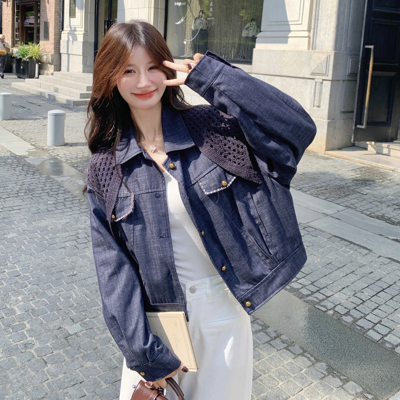 现货新款仿牛仔外套带披肩163-2535-P175控258,女装短外套,拾菱