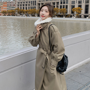 高级感加绒派克服棉衣女2024冬季新款中长款宽松加厚保暖棉袄外套,女装派克服,拾菱