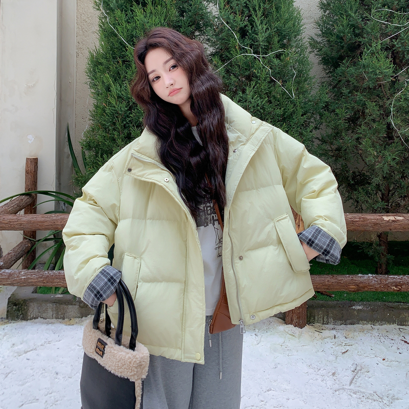 新款大货已出格纹拼接加厚棉服6818-P215控318，女装棉衣/棉服，拾菱