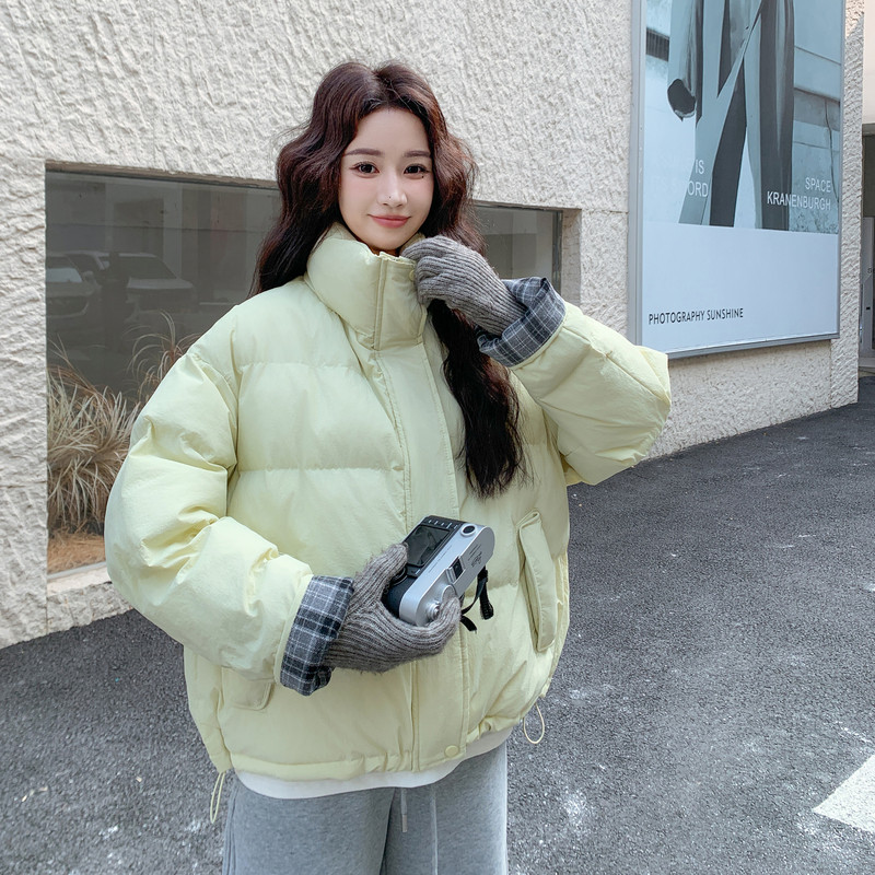 新款大货已出格纹拼接加厚棉服6818-P215控318,女装棉衣/棉服,拾菱