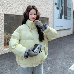 新款 大货已出 格纹拼接加厚棉服6818-P215控318图片