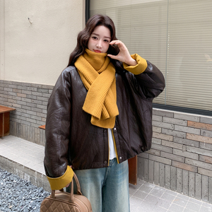 新款 数据好 大货已出 皮衣羽绒服配针织围巾2608-P295控458图片