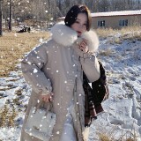 现货大毛领加厚中长款羽绒服163-6003-P195-控278，女装棉衣/棉服，拾菱