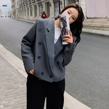 新款现货！2021新款双排扣设计感西装外套163-2022-P105-控158，女装西装，拾菱