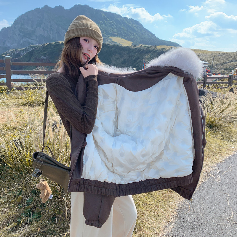 新款大货已出麂皮毛毛内胆90绒羽绒服2653-P315控468,女装羽绒服,拾菱