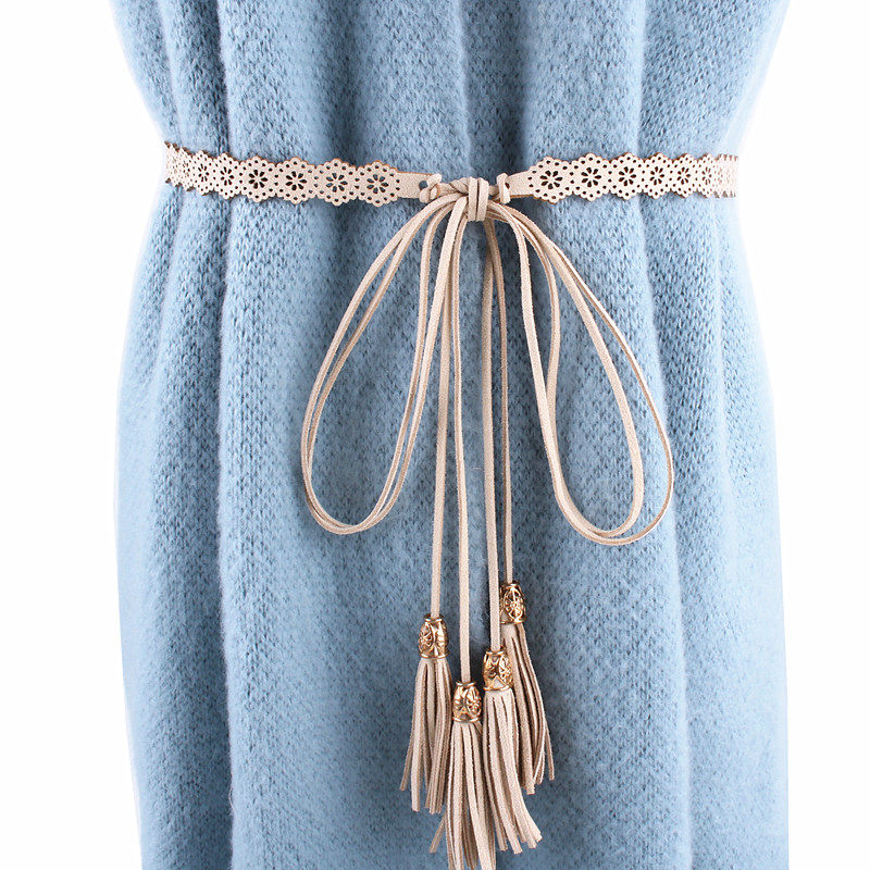 连衣裙腰带配饰百搭打结腰绳子加长细款女士镂空文艺复古皮带腰链