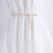 甜美多层小香珍珠腰链连衣裙搭配衬衫 裙子腰带女细编织毛衣链条