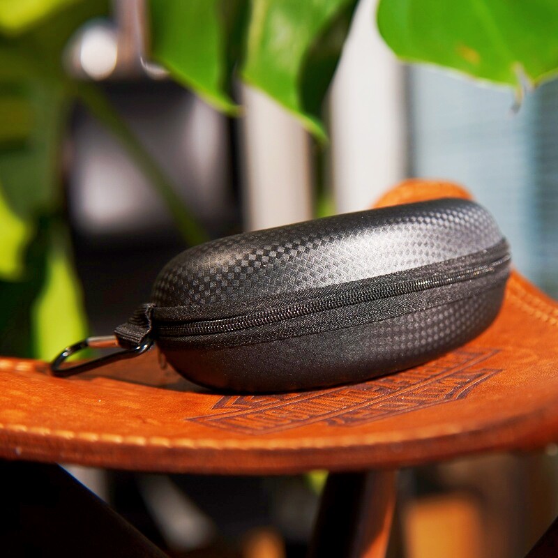 太阳镜盒 拉链眼镜收纳盒包EVA黑色挂钩抗压大号墨镜盒草席纹简约