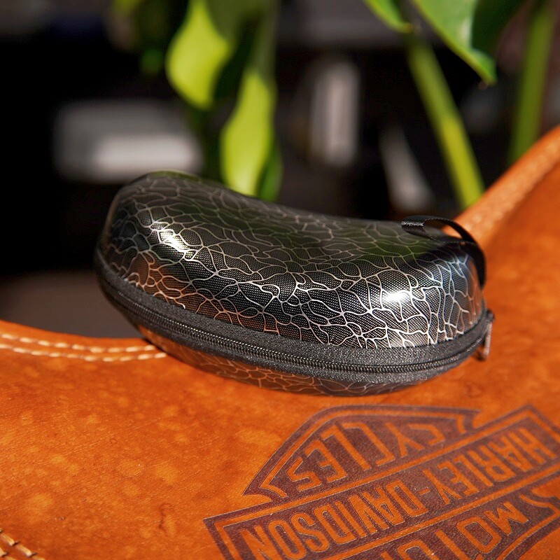 个性闪电纹eva大号眼镜盒 拉链眼镜盒时尚便携挂绳墨镜盒太阳镜盒