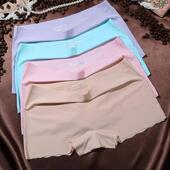 冰丝平角裤 薄夏 纯棉裆防走光中腰平角四角裤 女白色无痕内裤 安全裤