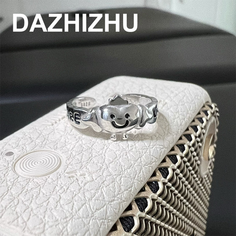 大只猪在家 原创爱心戒指“你是特别的”刻字开口s925银戒指