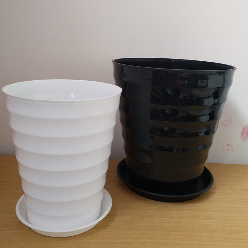超特大环保花盆加厚加高黑色白色塑料仿陶瓷圆形螺纹树脂花盆盆栽