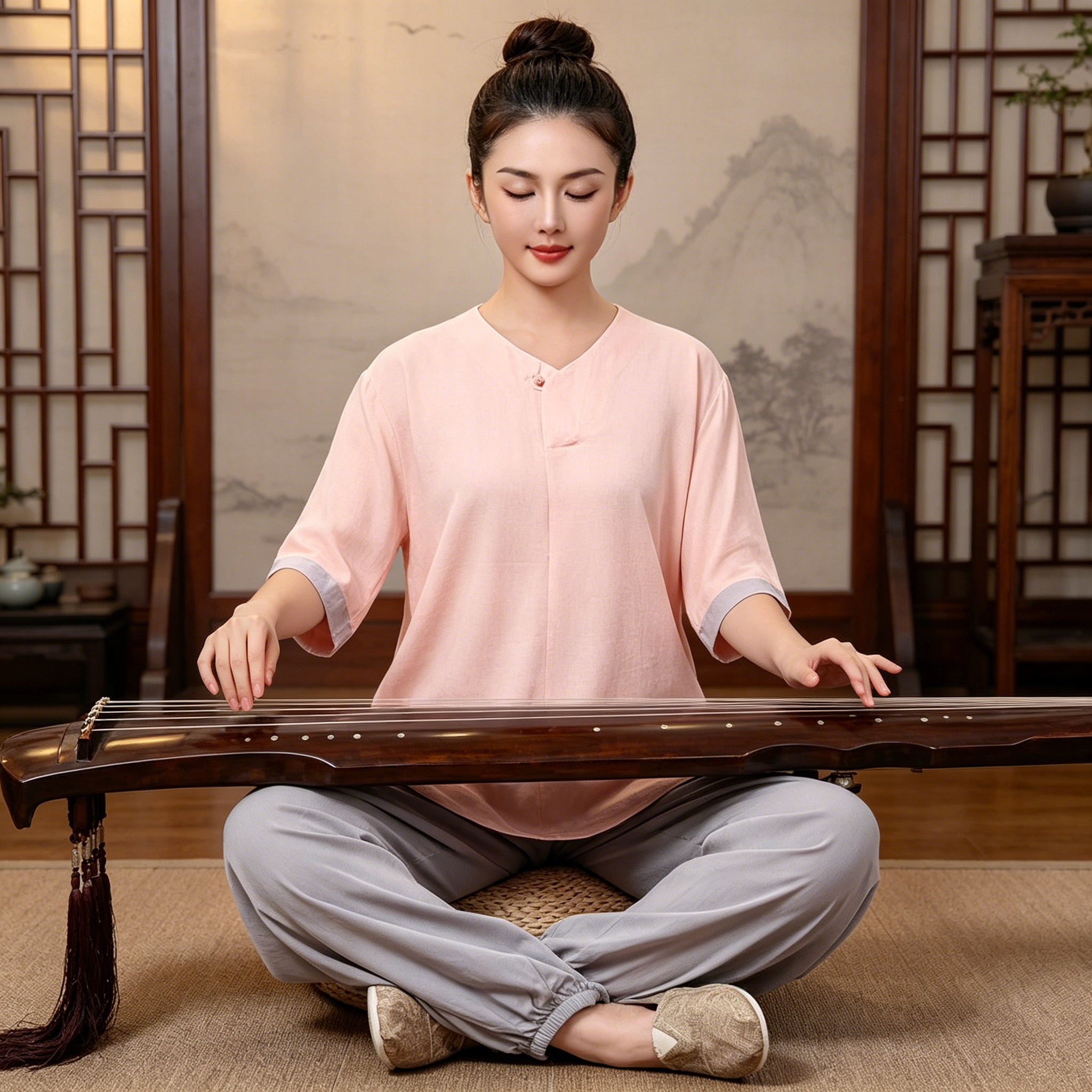 居士服套装休闲透气禅意佛系上衣裤子全套素衣纯棉太极服女夏薄款