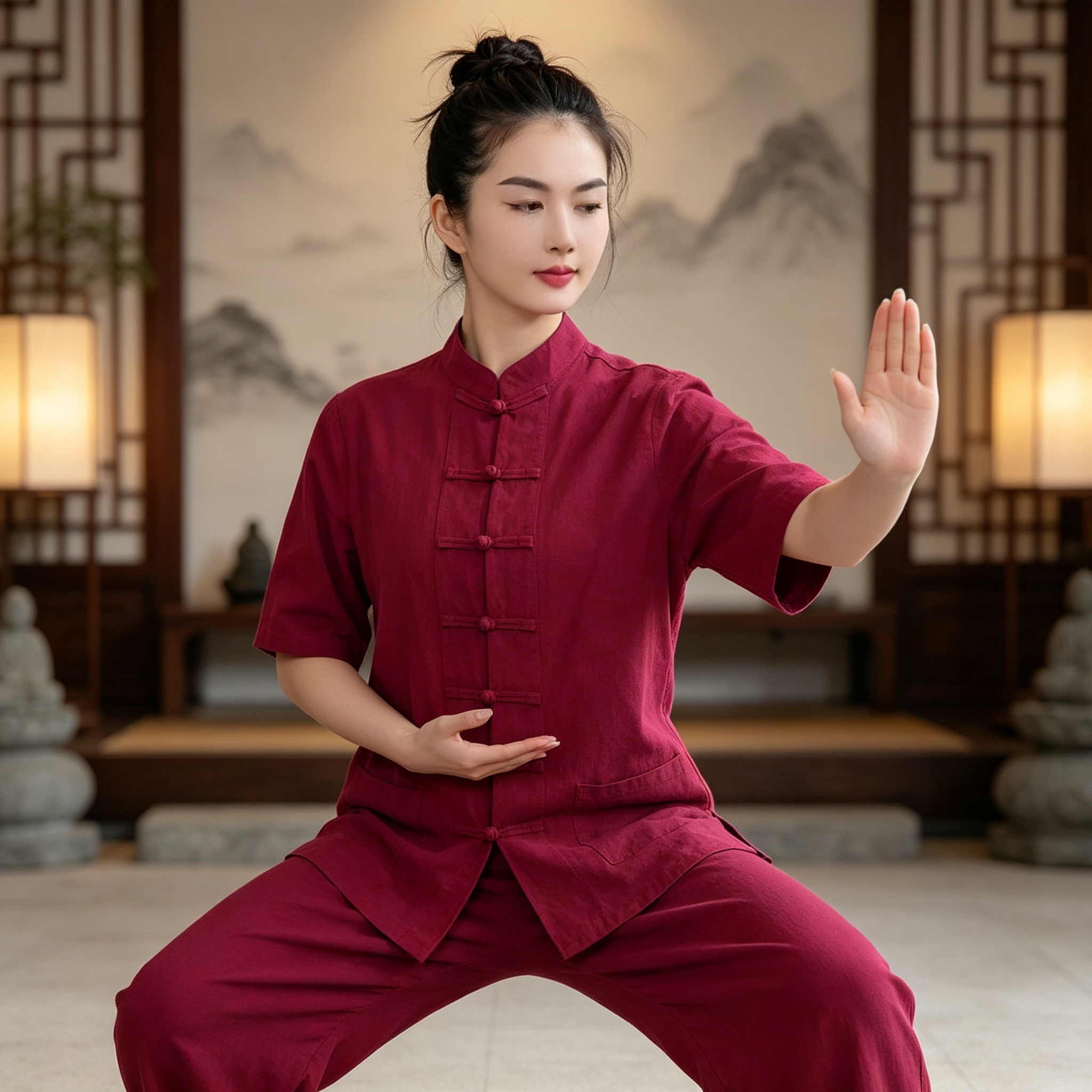 中式纯棉居士服男女同款宽松透气禅意茶服打坐修行素衣练功太极服