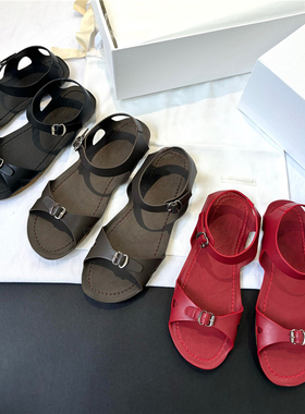 ANDS MB THE ROW 罗马绝美凉鞋女夏外穿2025新款真皮软底平底外贸