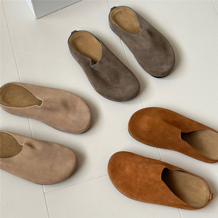 ANDS MB THE ROW 勃肯鞋包头厚底凉拖鞋真皮外穿半拖鞋上班穆勒鞋