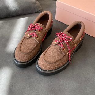 ANDS MIU SW 厚底乐福鞋女高跟鞋松糕增高小皮鞋真皮单鞋纯原外贸