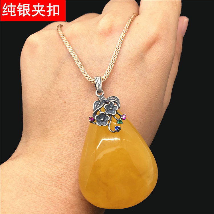 S925纯银泰银银扣子吊坠夹扣配件翡翠蜜蜡吊坠夹扣 吊坠挂绳