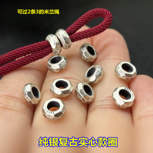 S925纯银大孔隔珠车轮珠编织手绳