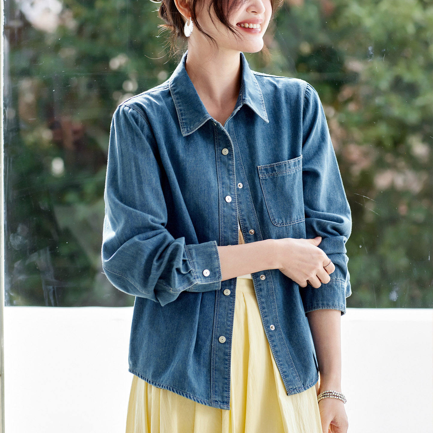 复古牛仔衬衫外套女装长袖2026新款春装宽松休闲上衣通勤气质衬衣