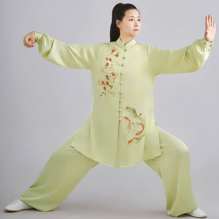 恋太极男女太极服彩绘柿柿如意长袖表演服比赛训练套装练功晨练服