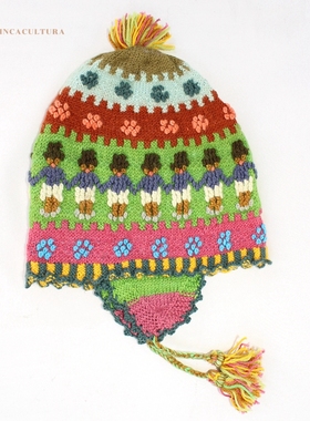 PERU秘鲁进口印加新生儿宝宝婴儿帽子针织帽南美羊驼毛手工毛线帽