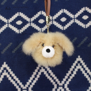 INCACULTURA品牌秘鲁进口羊驼毛泰迪狗狗头挂件可爱钥匙扣