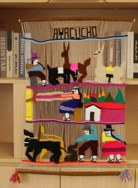 PERU秘鲁进口南美工艺品手工阿亚库乔挂画收藏挂毯装饰壁毯