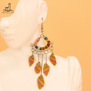 PERU秘鲁进口特色另类流苏长款 沙滩海边耳坠手工耳饰南美饰品 个性