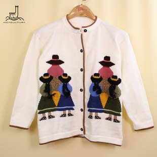 开衫 PERU秘鲁进口特色拉美民族服饰日式 羊驼毛衣外套费尔岛女款