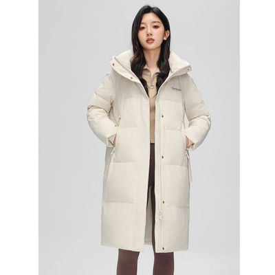 雪中飞女士中长款连帽羽绒服显瘦