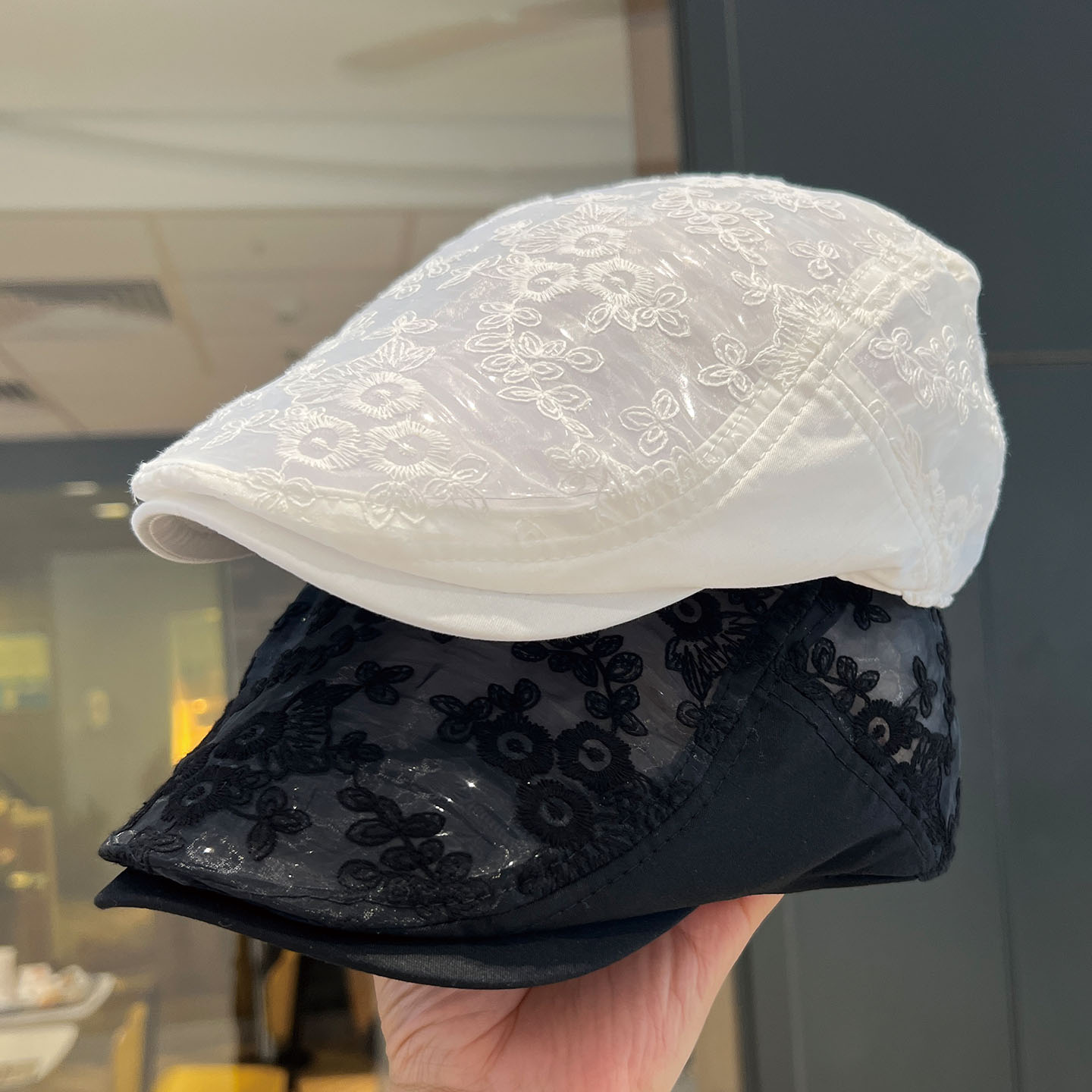 夏季薄款透气显脸小贝雷帽女