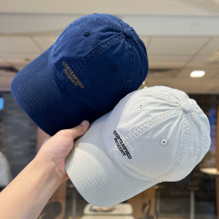 新款小众字母深顶棒球帽男女简约美式街头鸭舌帽休闲软顶纯棉帽子