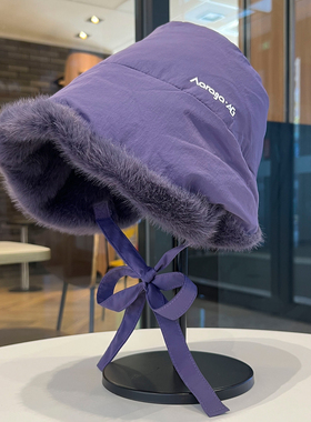 紫色毛绒护耳帽保暖加厚秋冬款东北哈尔滨防风防寒雷锋帽户外帽子