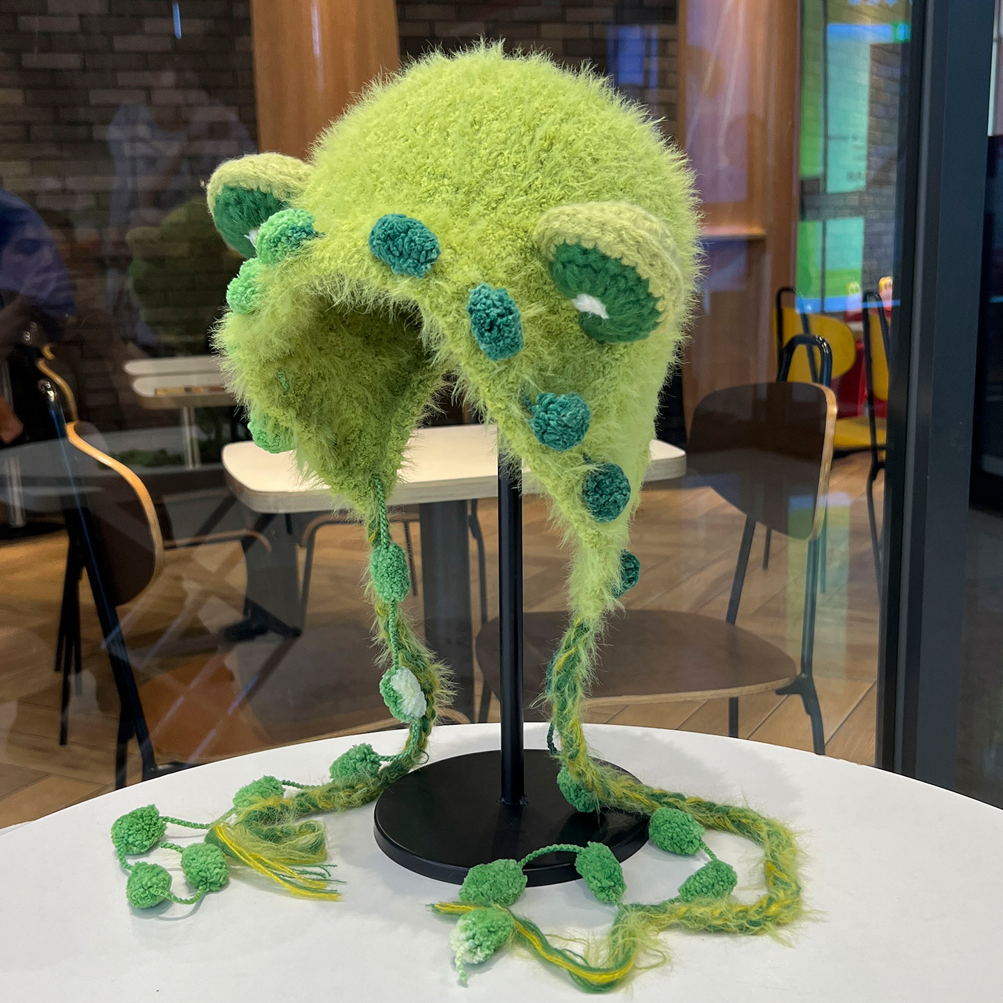 可爱小熊耳朵辫子针织帽子女2025新款秋冬季加绒保暖护耳帽毛线帽