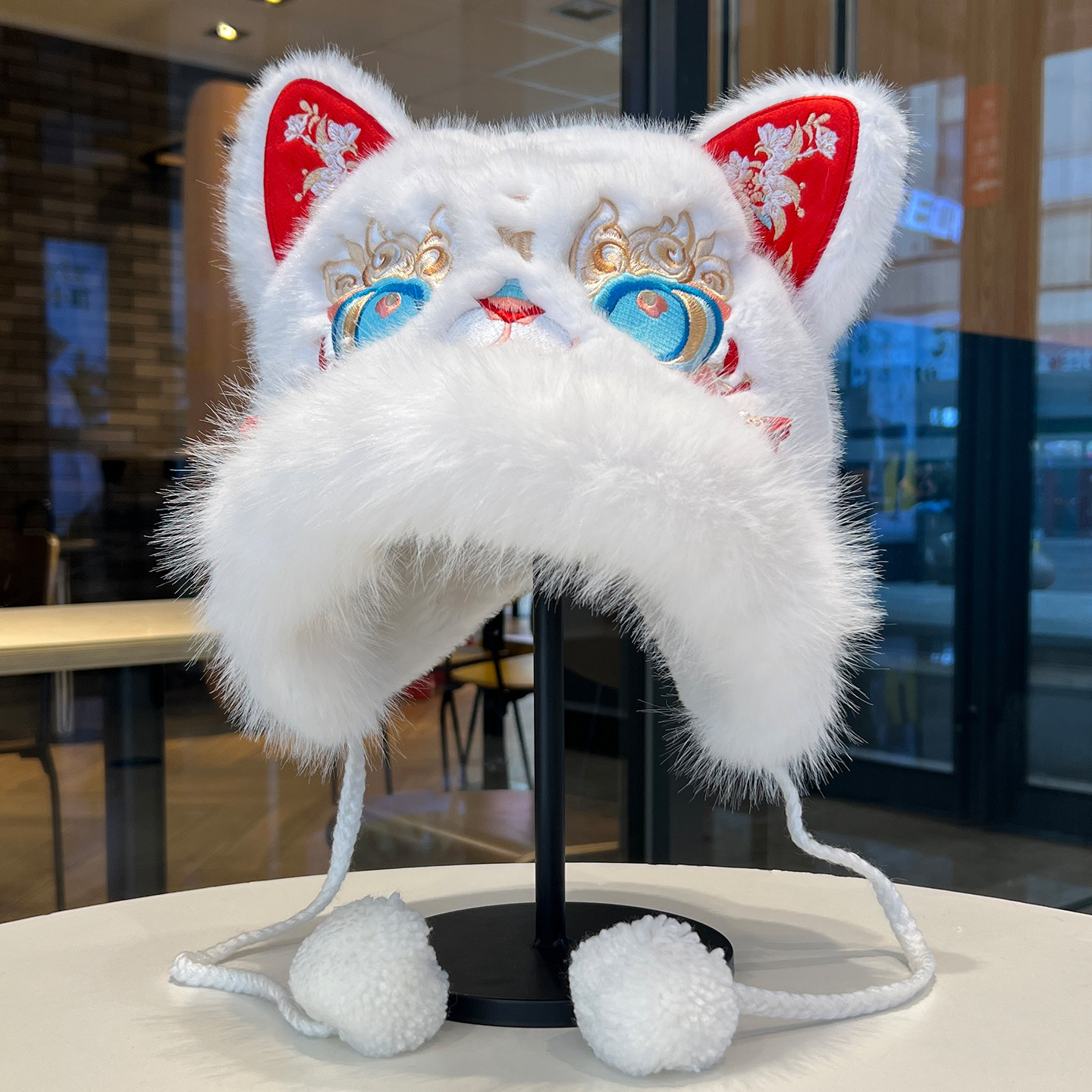 国潮醒狮虎头毛绒帽子女冬季加厚保暖过年敦煌飞天拍照神器护耳帽,服饰配件/皮带/帽子/围巾,帽子,淘宝优惠券,粉丝福利购,淘宝优惠卷