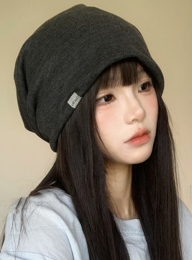 秋冬女款显脸小堆堆针织冷帽