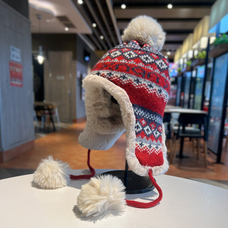 雷锋帽女复古民族风加厚保暖毛绒帽子冬季骑行滑雪护耳防寒针织帽,服饰配件/皮带/帽子/围巾,帽子,淘宝优惠券,粉丝福利购,淘宝优惠卷