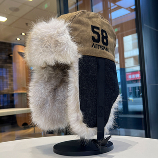 雷锋帽男款冬季加绒加厚保暖护耳飞行员帽子户外骑行防寒毛绒棉帽