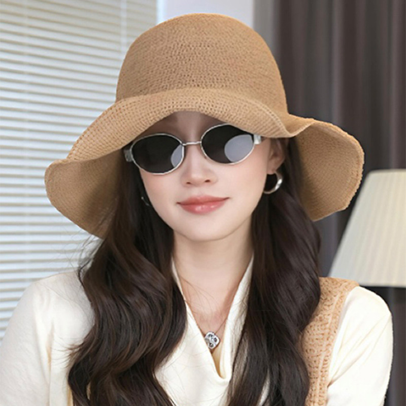 2025新款拉菲草帽女海边度假