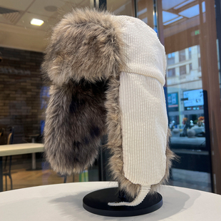 新款 骑车护耳保暖毛绒帽 灯芯绒东北棉帽雷锋帽男女帽子滑雪帽冬季