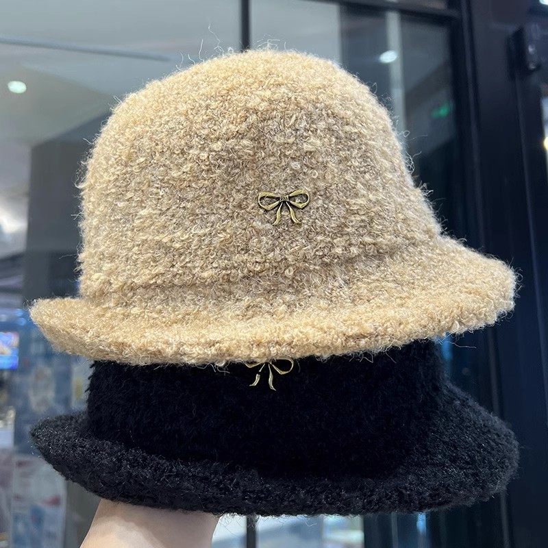 韩版蝴蝶结渔夫帽女秋冬季羊羔毛卷边台灯帽时尚简约纯色水桶盆帽,服饰配件/皮带/帽子/围巾,帽子,淘宝优惠券,粉丝福利购,淘宝优惠卷