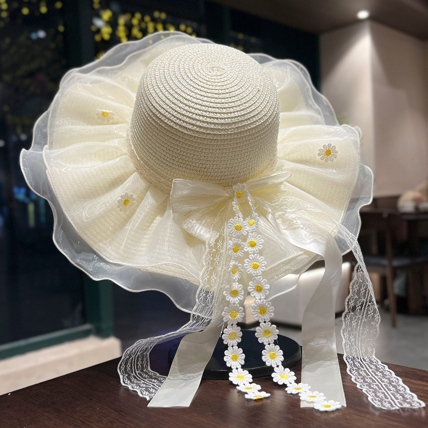 夏日甜美雏菊防晒草帽女款